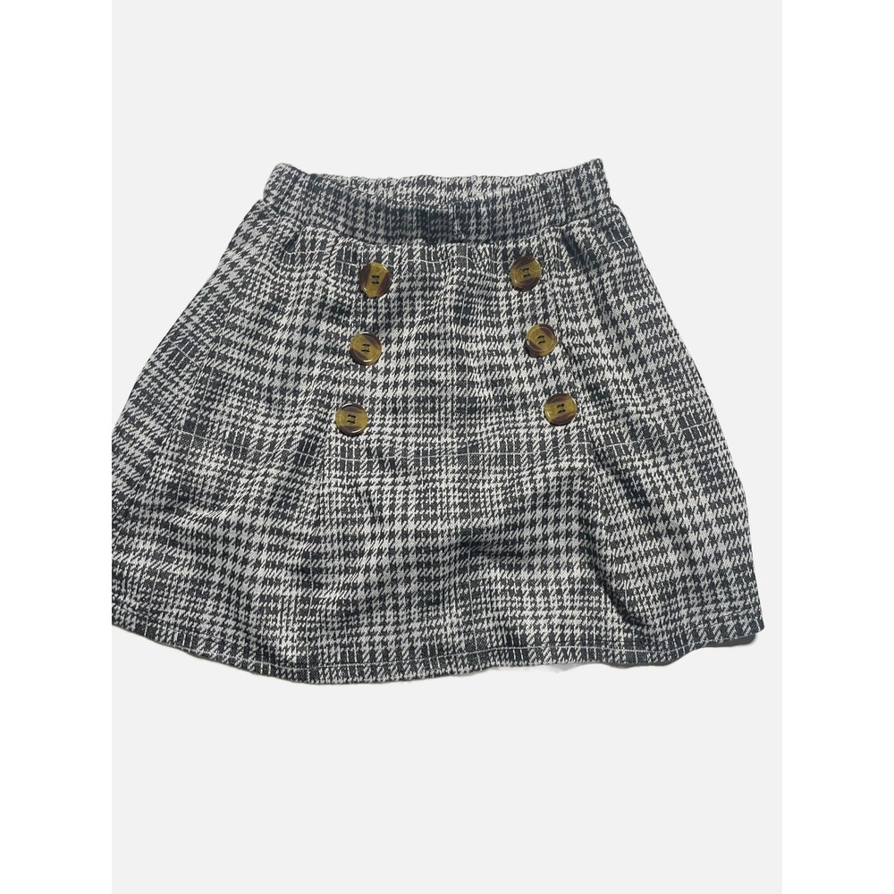 In Girl Skort Girls Size S 7-8 Black White Houndstooth Metallic Plaid Preppy‎